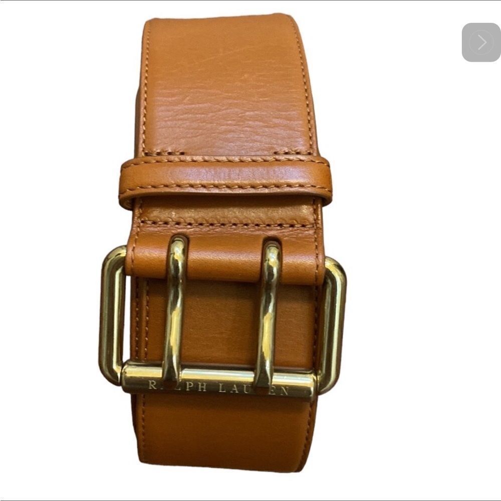 Ralph Lauren Wide Italian Calfskin Leather Double Prong Roller Buckle Belt - Picture 9 of 16